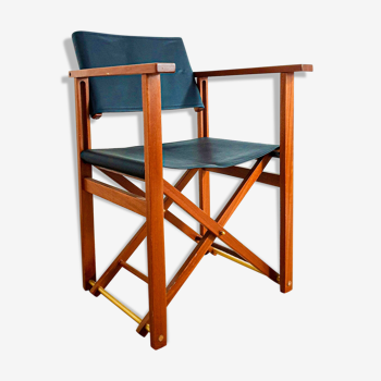 Chaise de directeur en bois et cuir