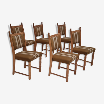 Set of dinning chairs, oak wood 1960