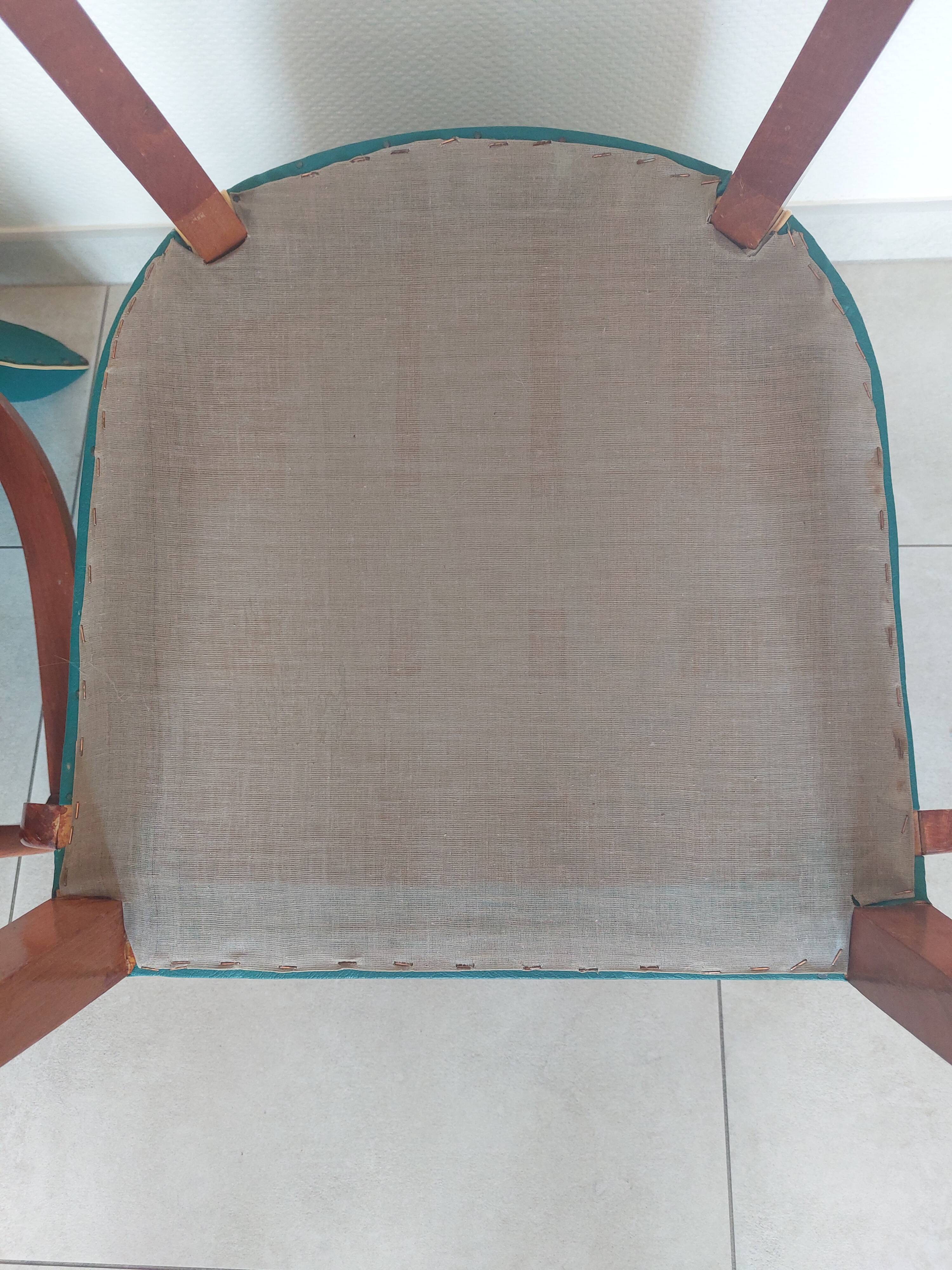 pair of green bridge armchairs