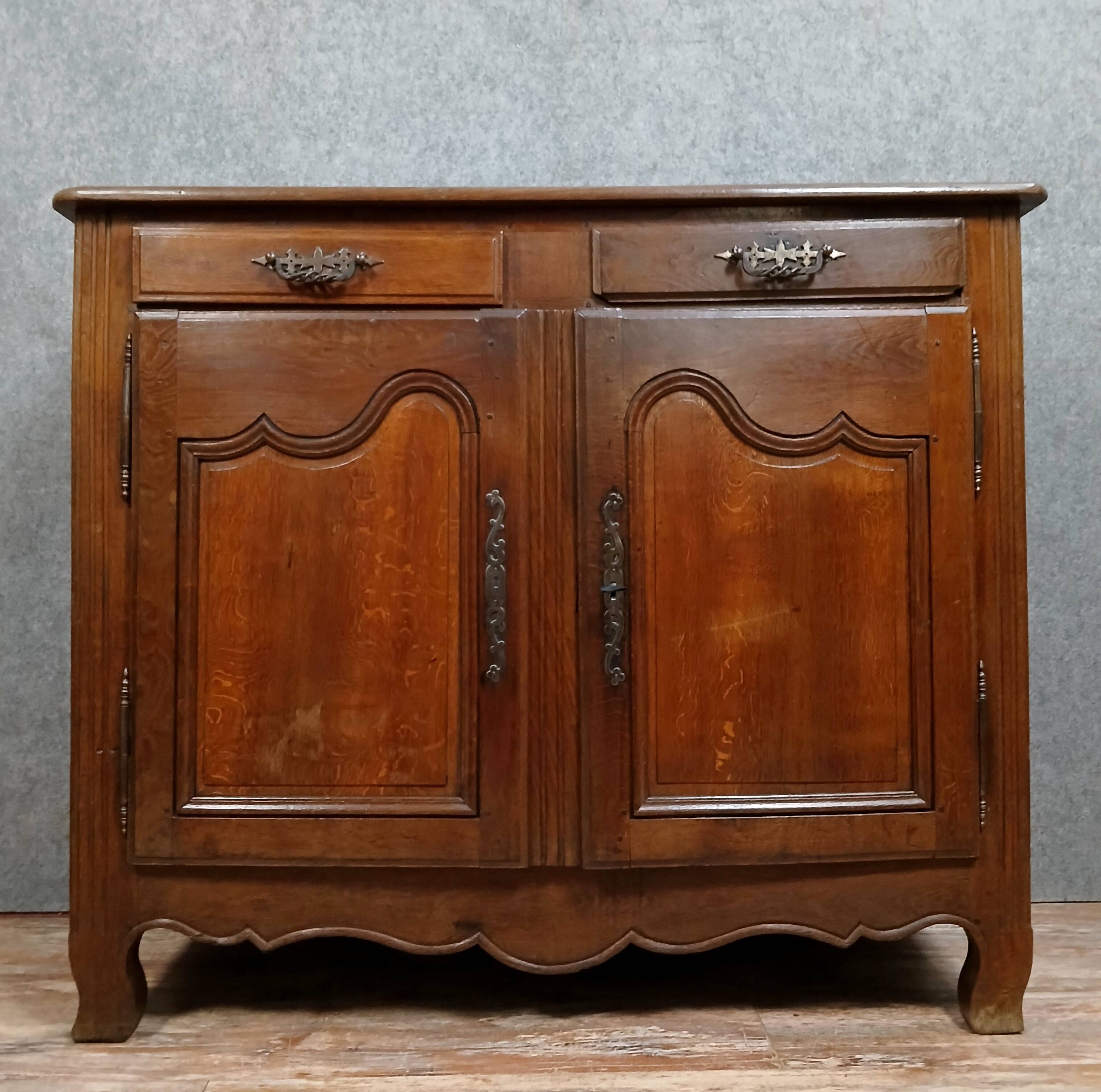 Rustic louis xv period sideboard in oak and poplar circa 1750