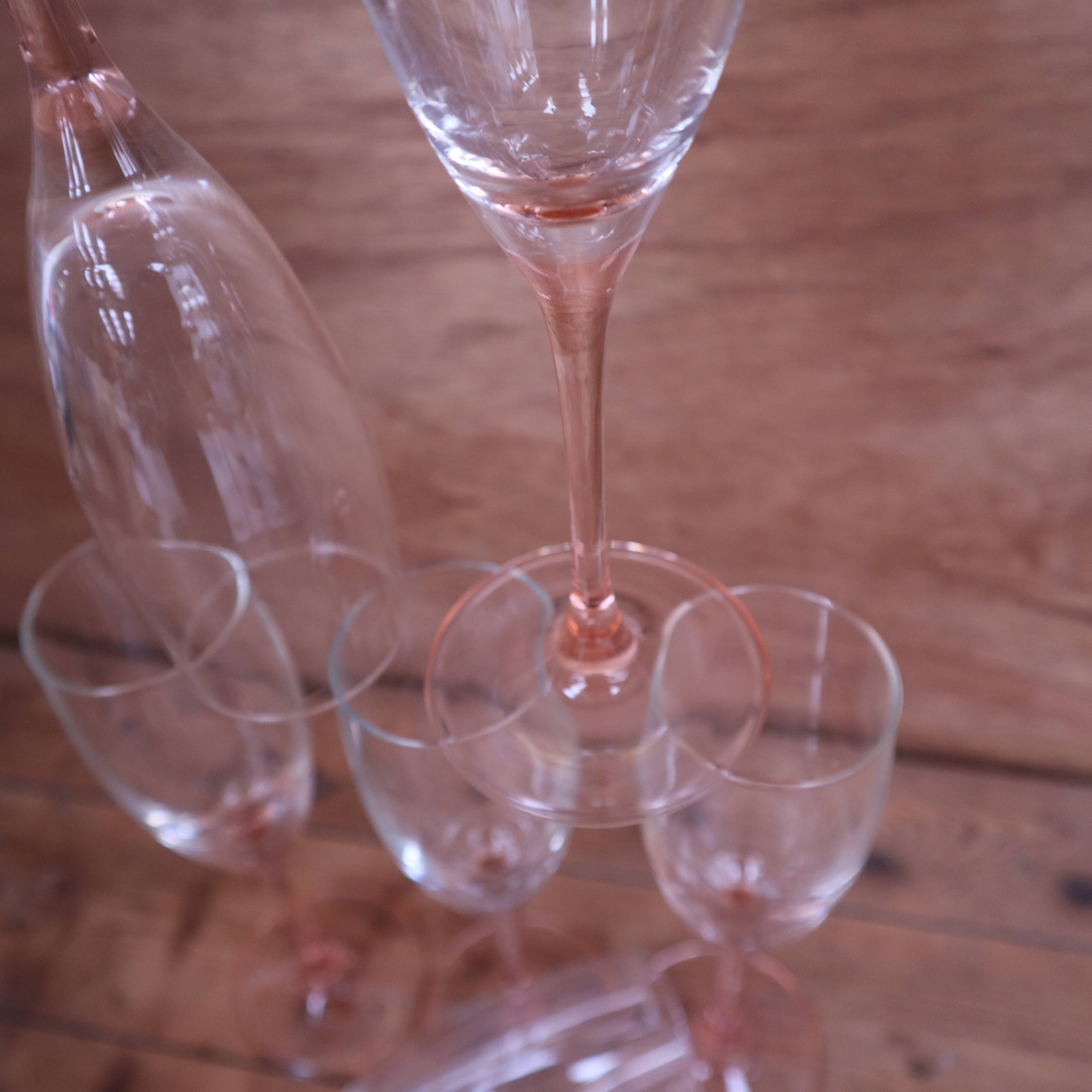 Champagne glasses Arcoroc Luminarc France pink stem