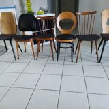 Suite de 6 chaises Bistrot Baumann dépareillées vintage