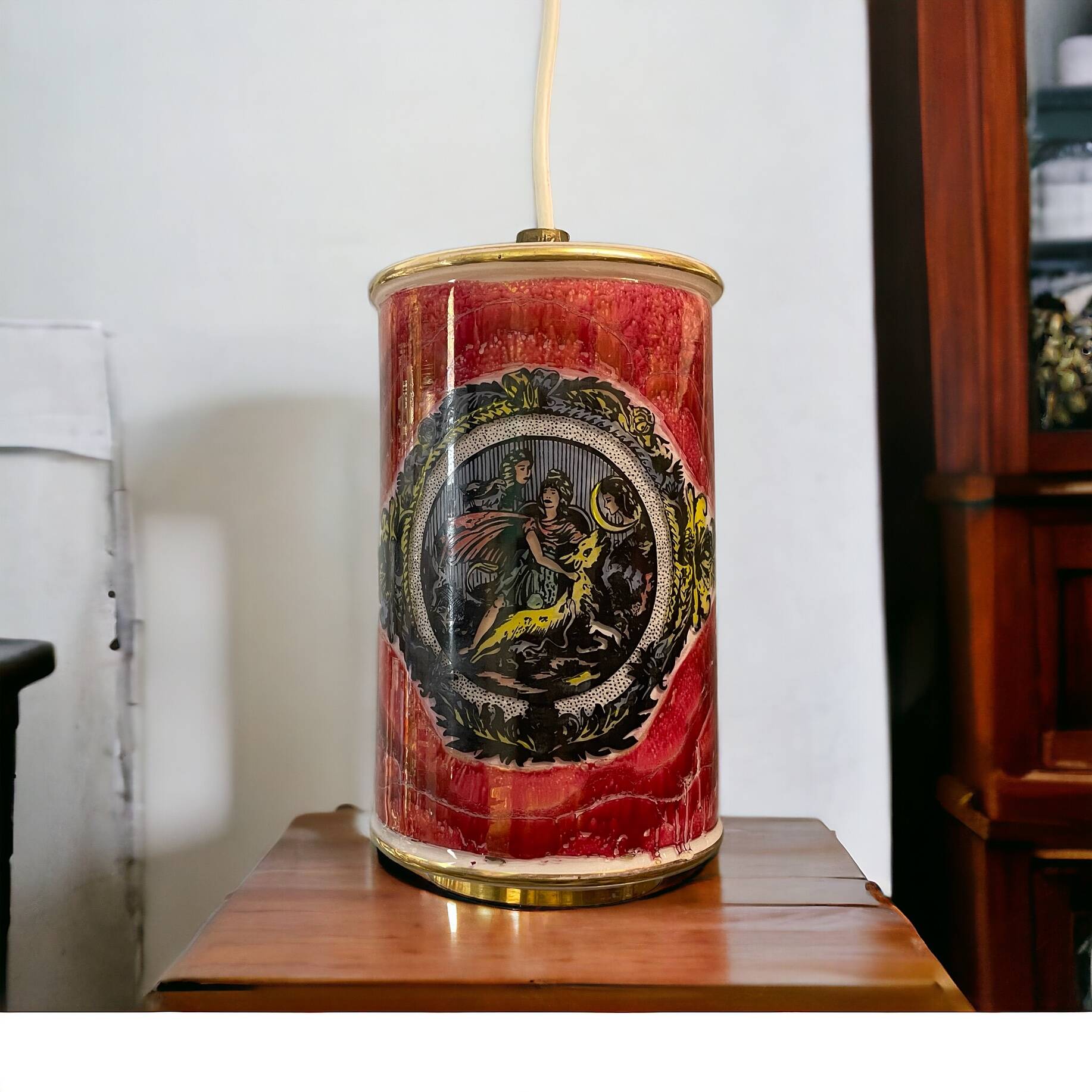 Hand Painted Glass Hanging Lamp