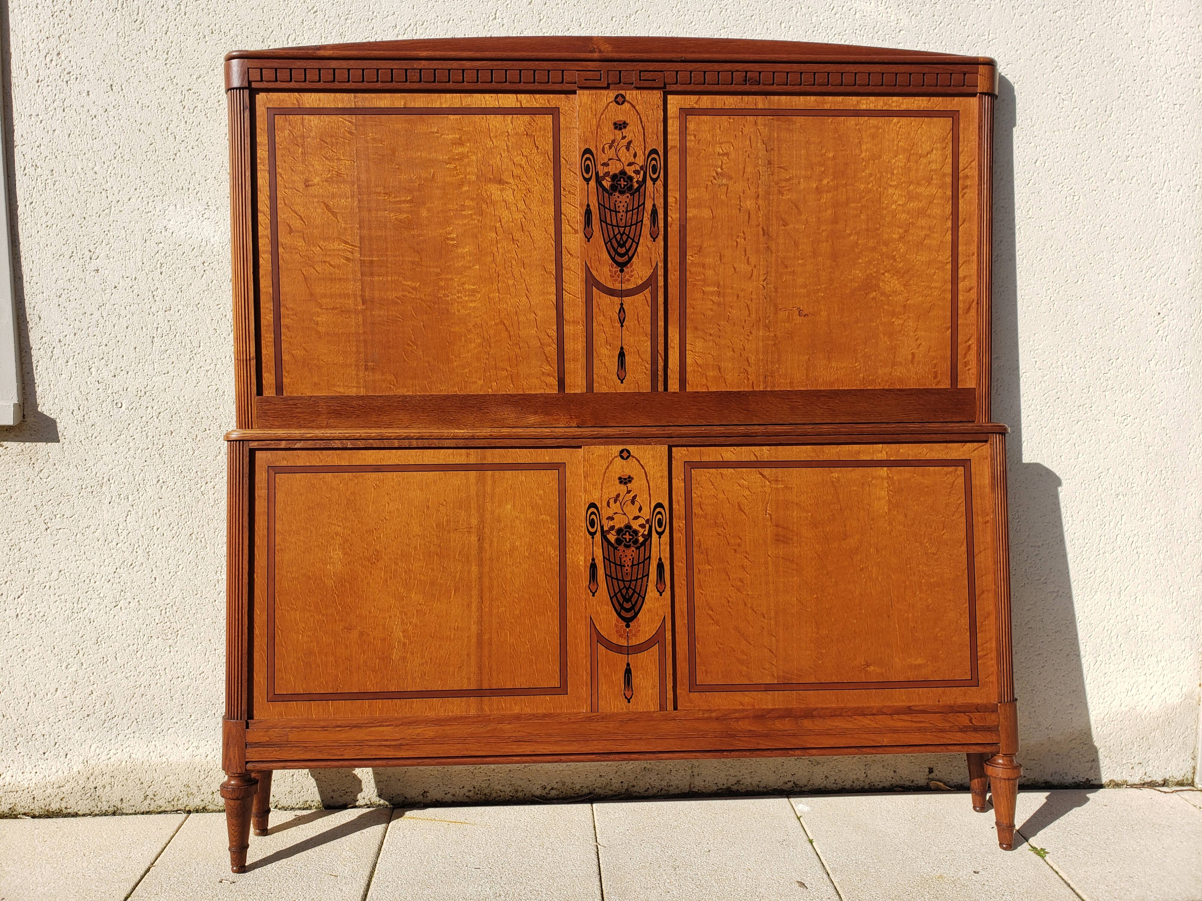 Inlaid headboard and footboard