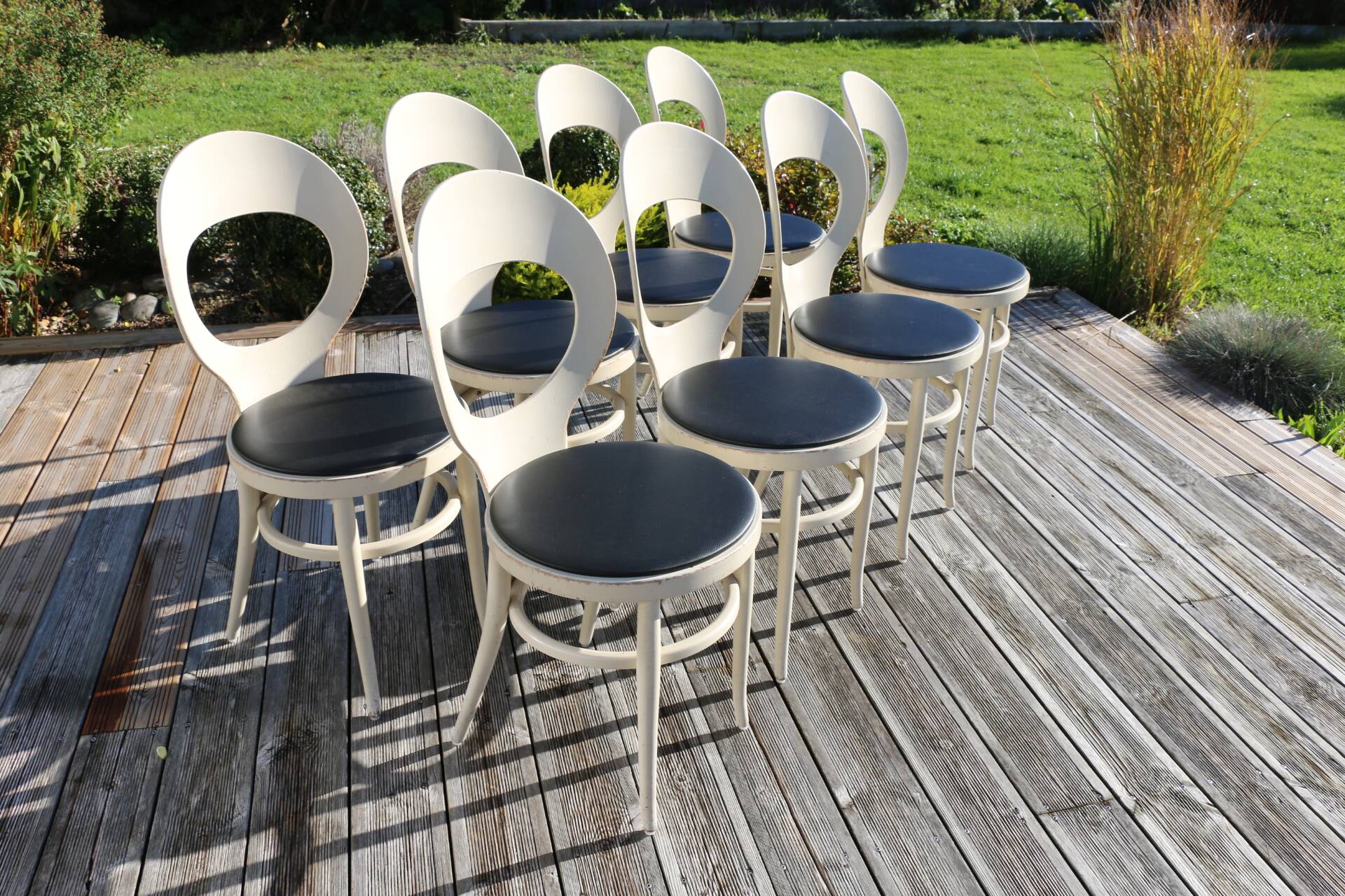 Chaise baumann mouette blanche skaï noir