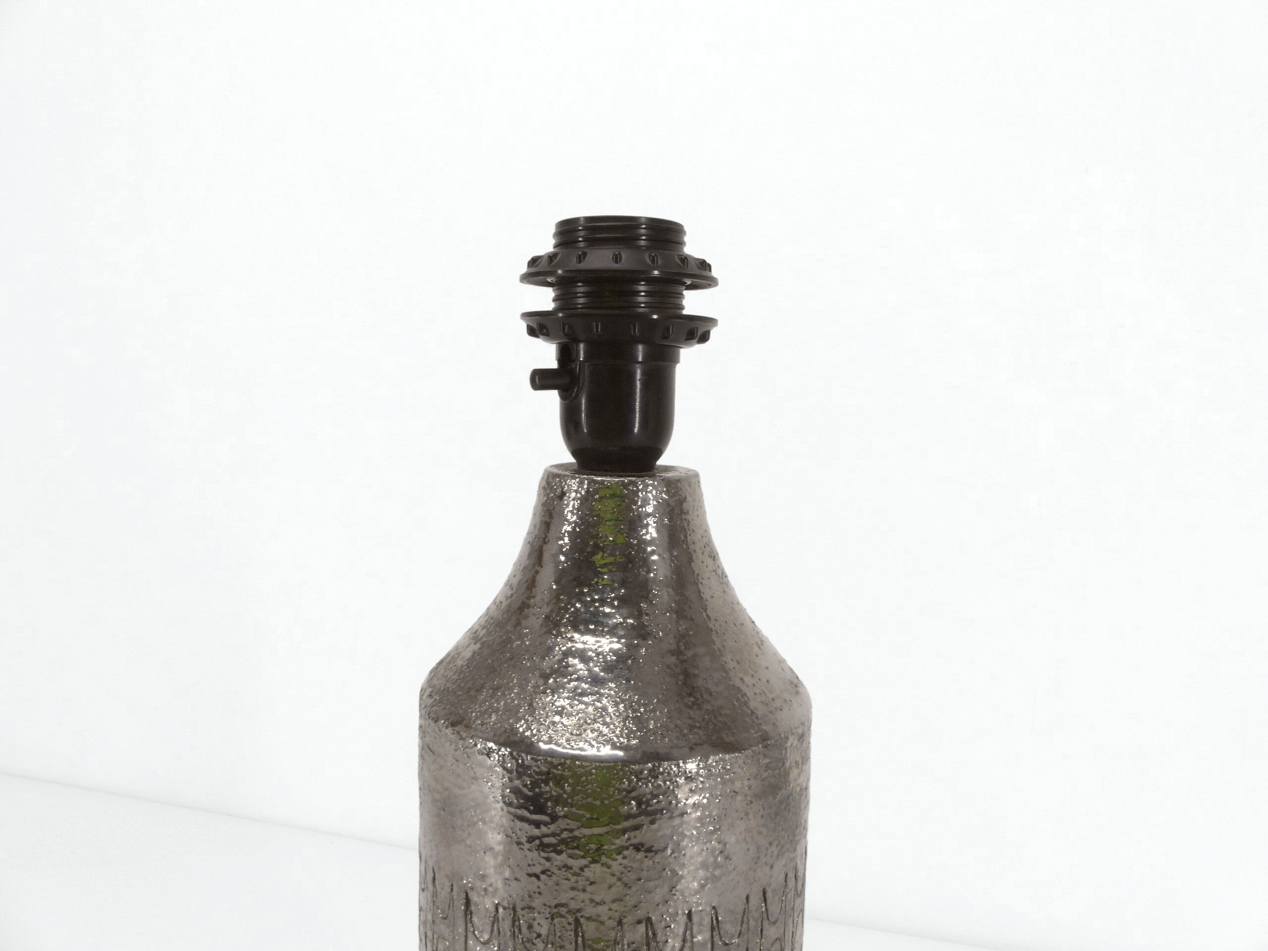 Silver ceramic lamp foot by Bitossi for Bergoms 1960