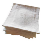 10 old damask linen napkins with monogram