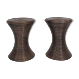 Two Vintage TomTom Stools in Rattan