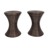Paire de tabourets Tom Tom Stools in Rattan