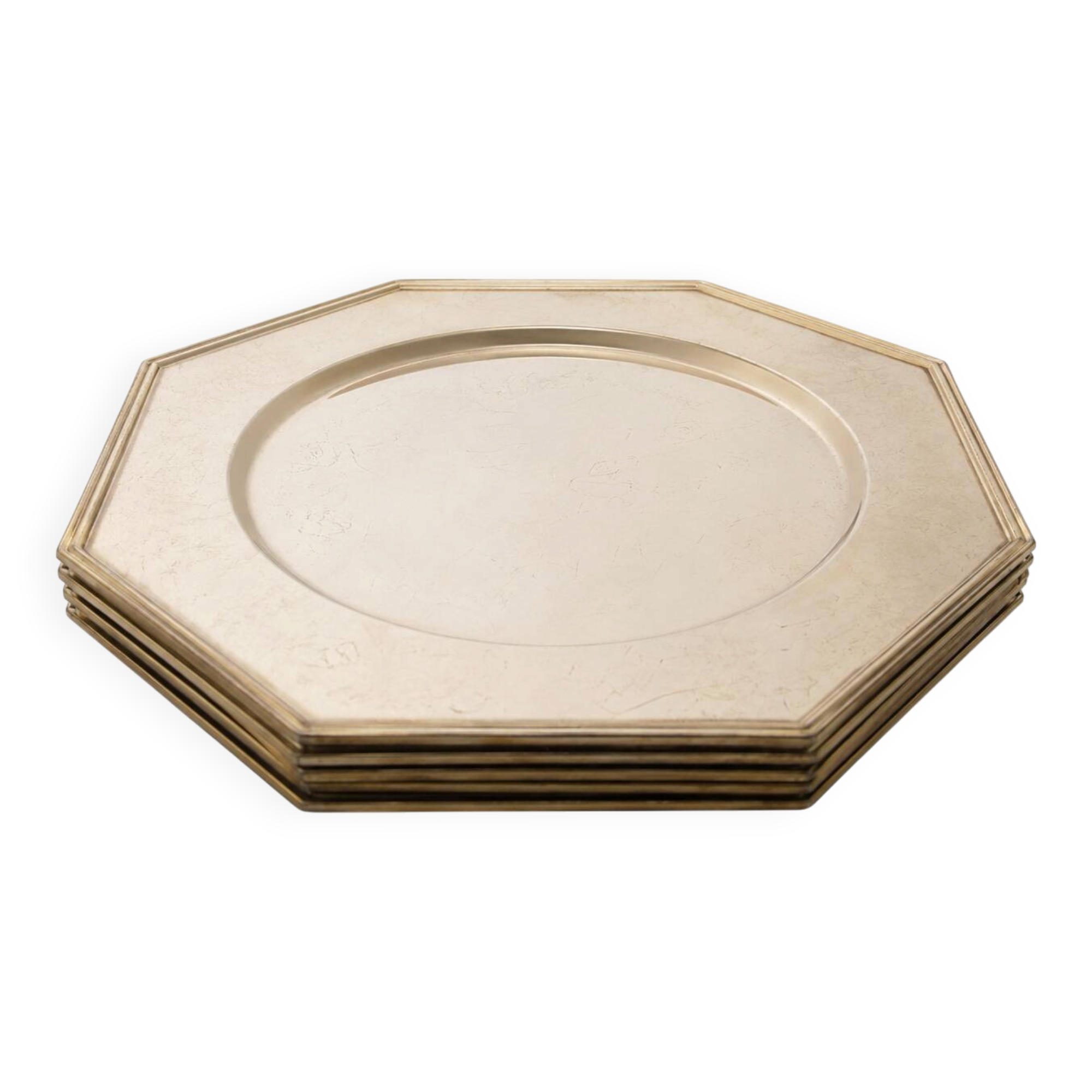 Set of 6 silver-plated placemats from the 1980s.
