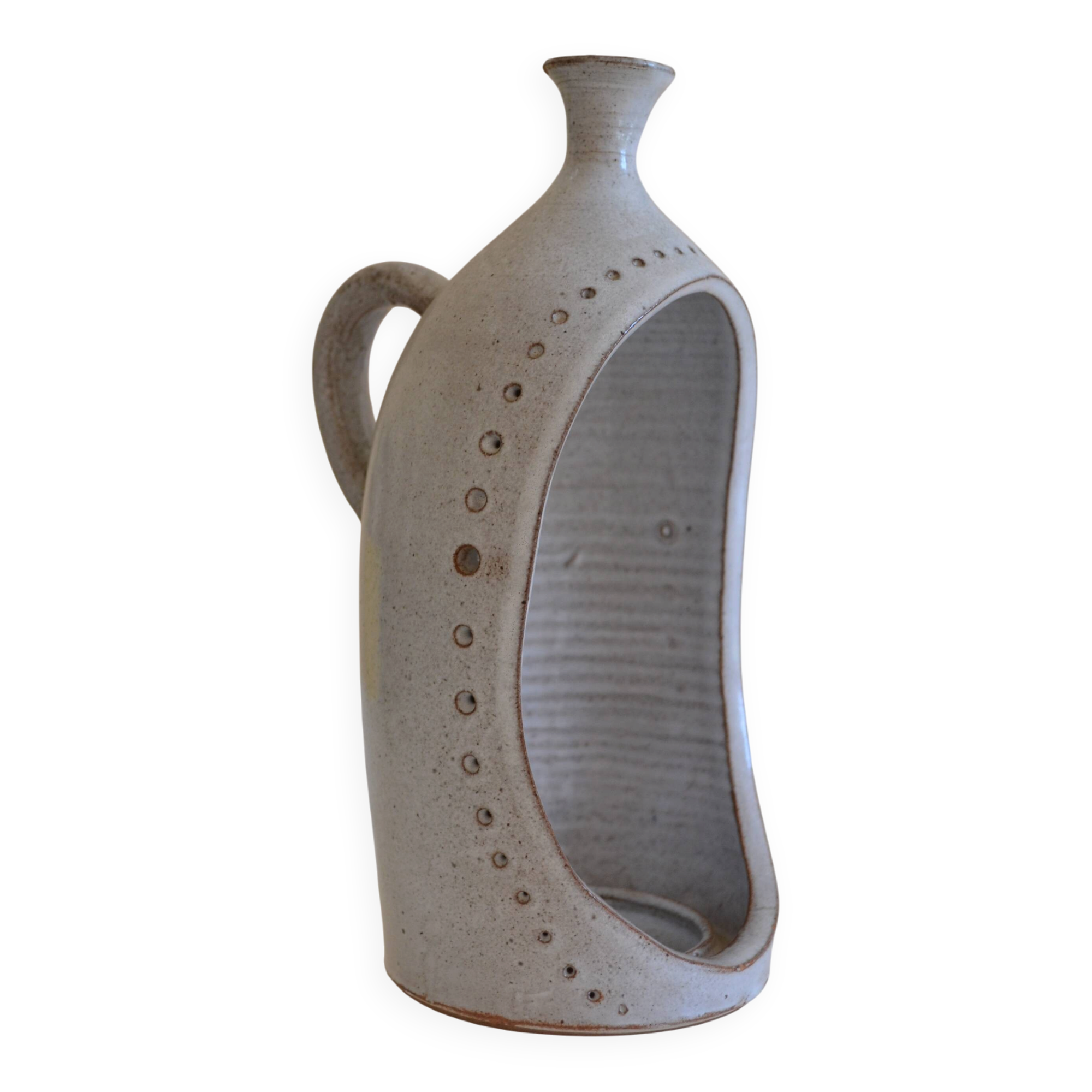 Ceramic stoneware candle holder from the 1970s.