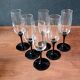 6 vintage black opaline footed flutes