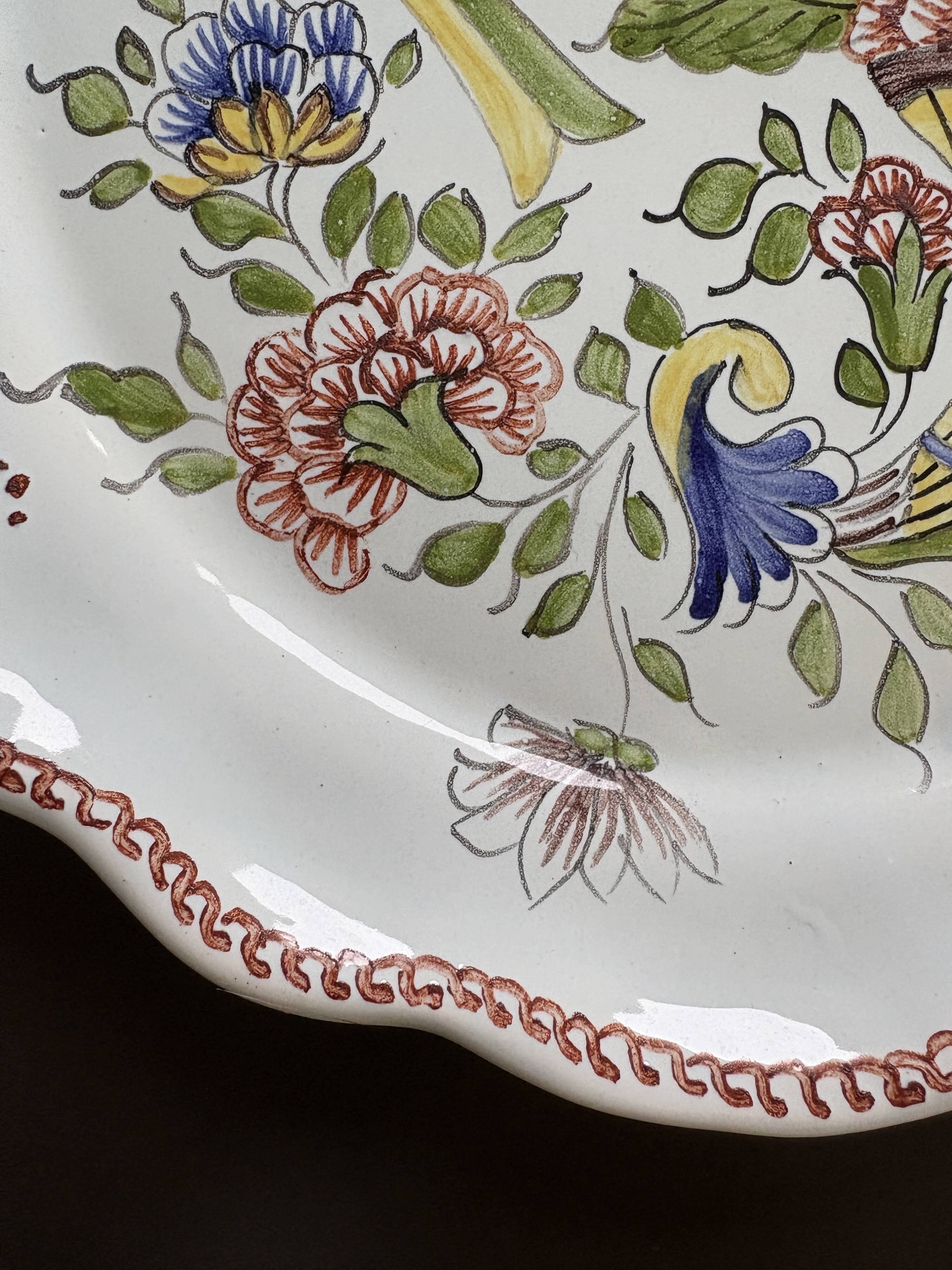Hand-painted Rouen porcelain plate
