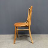 Set of 4 wooden bistro chairs with graceful seats