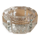 Small hexagonal molded glass candle holder