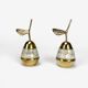 Duo of pear boxes in mother-of-pearl and brass 80s