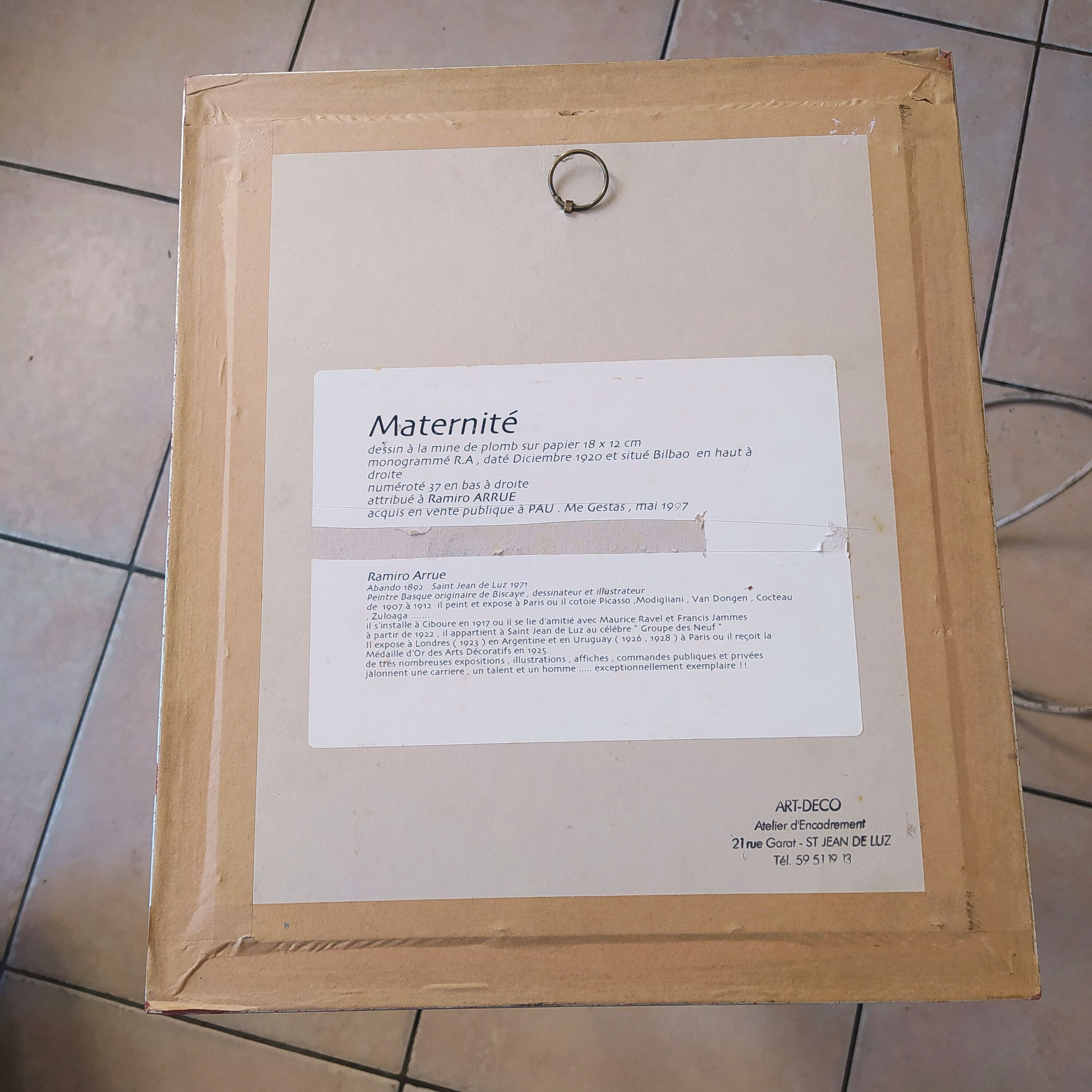 Drawing Bilbao 1920 monogrammed R.A Maternity