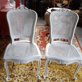 Pair of Louis XV style canned chairs