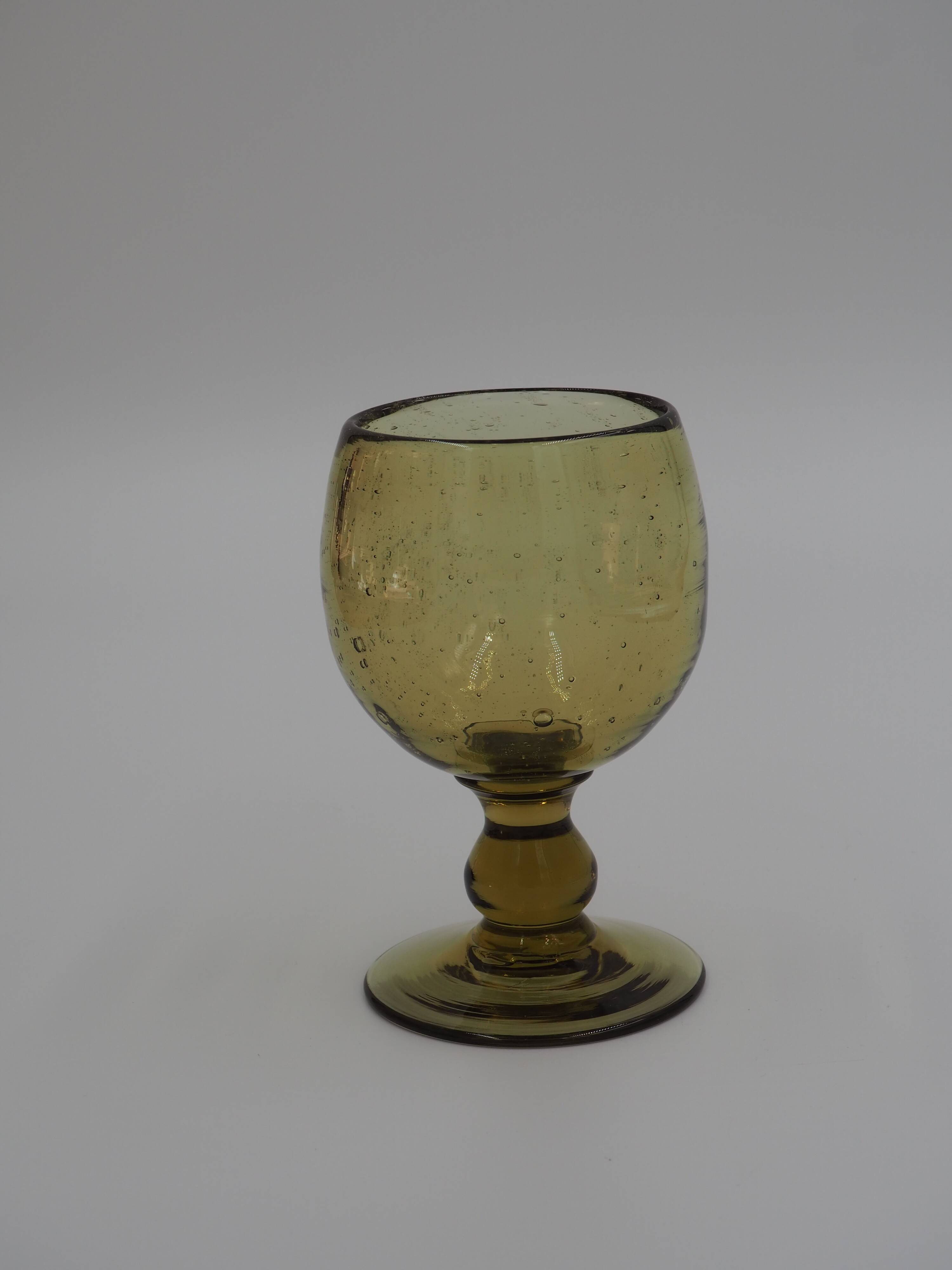 Biot green stemmed glasses