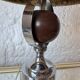 Lampe chrome bois laine années 70
