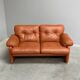 Cognac leather Coronado 2 seat sofa by B&B Italia, Italy 1960s