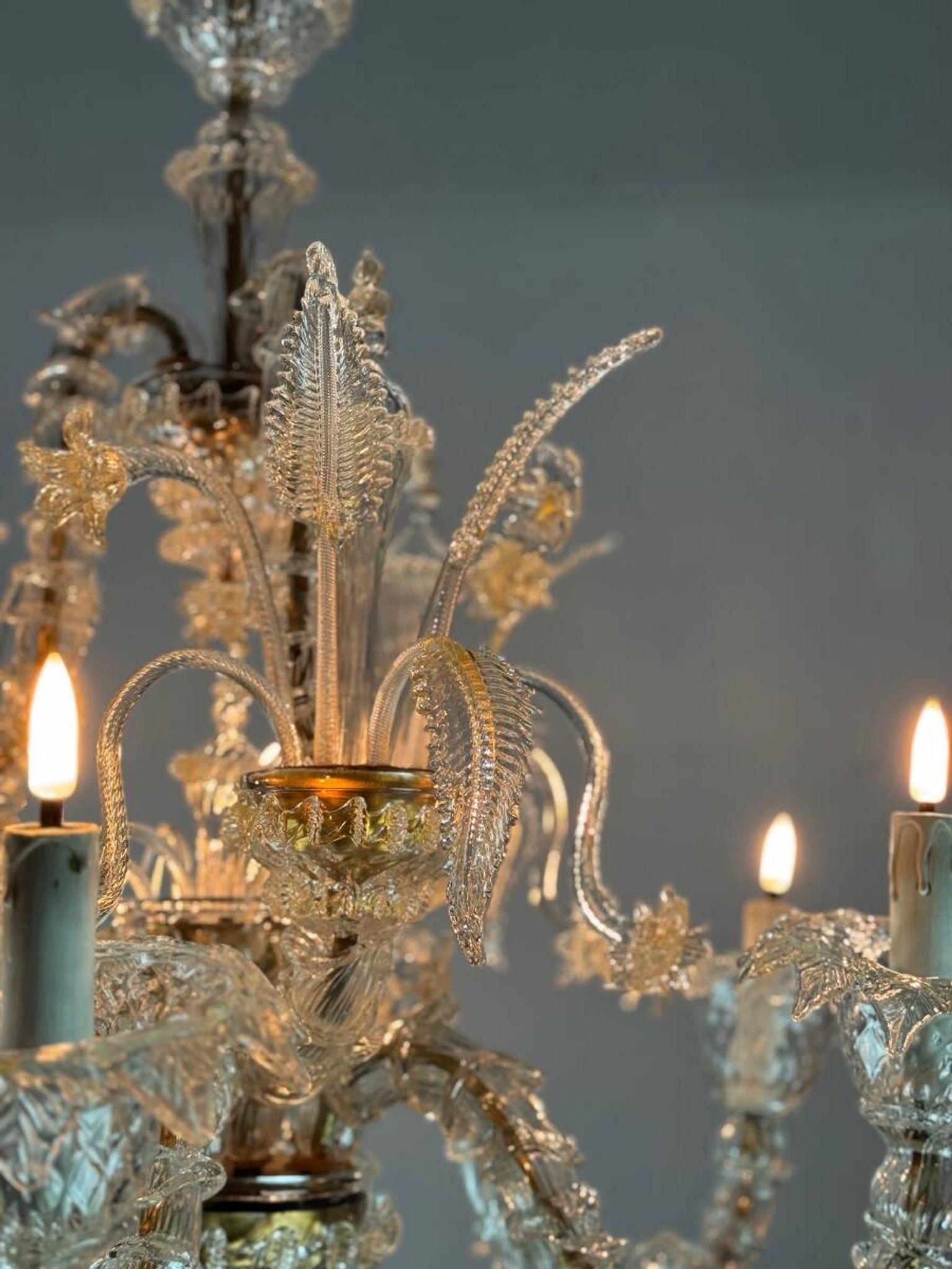 Rezzonico Venetian chandelier in gilded Murano glass, circa 1940