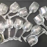 Set of 12 cut crystal wine glasses