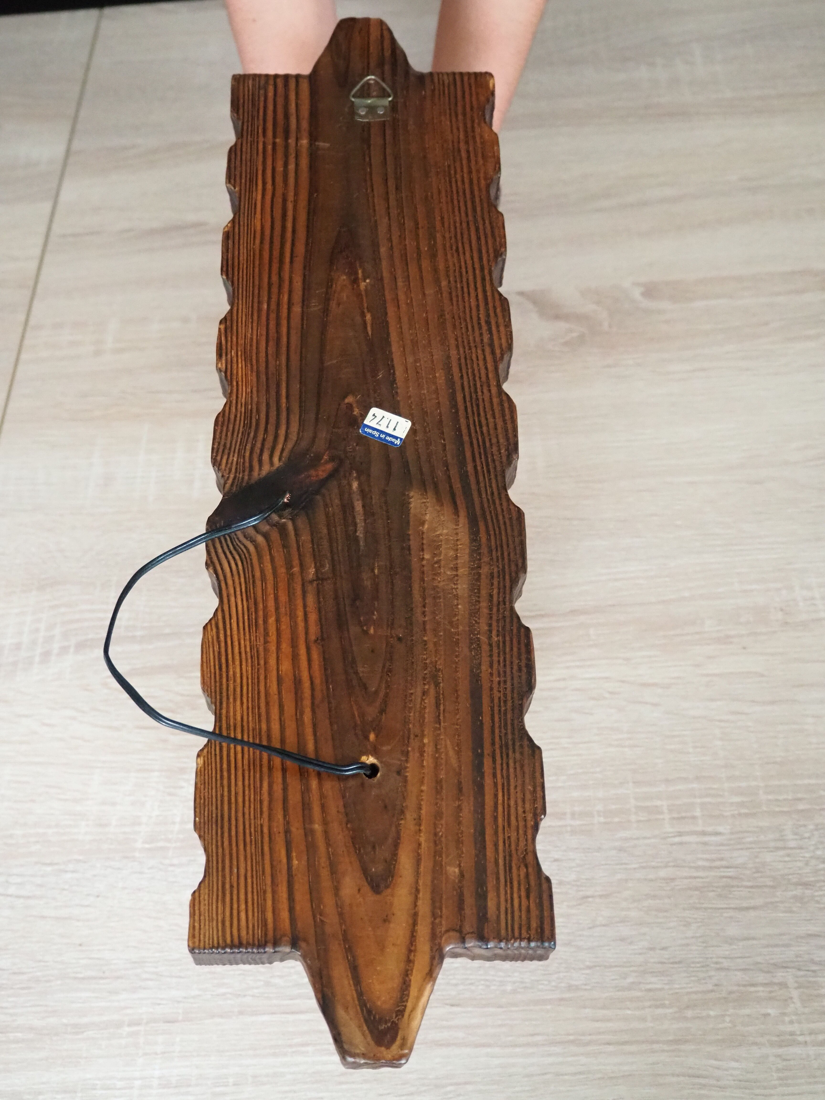 Wall sconce wooden and yellow glass tulip globe