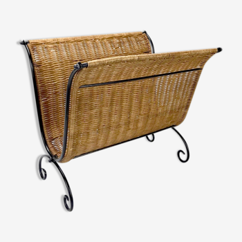 Wicker and curved metal magazine holders
