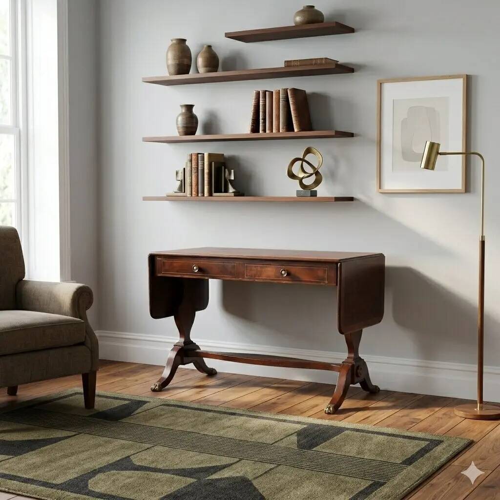 Antique mahogany desk with ebony and maple finishes, United Kingdom, 20th century.