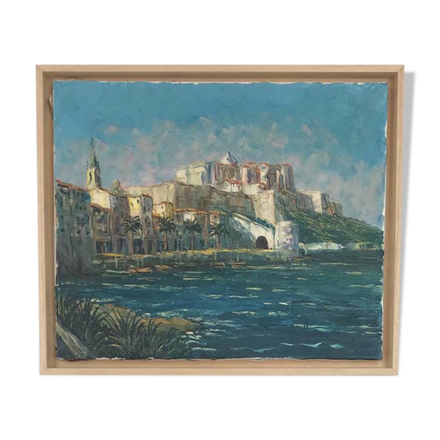 Oil on canvas by Pierre LEMOINE, 1920-2008. The Citadel of Calvi.