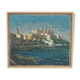 Oil on canvas by Pierre LEMOINE, 1920-2008. The Citadel of Calvi.
