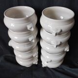 Lot c new! 10 bowls / white faience soup andromorphic grip