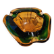 Murano green and yellow blown glass ashtray, 1970