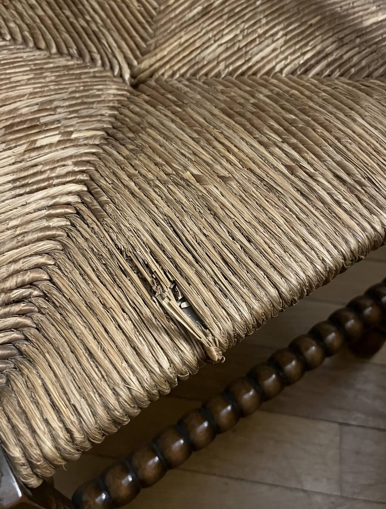 Antique straw-seated chair – French style, 1940s