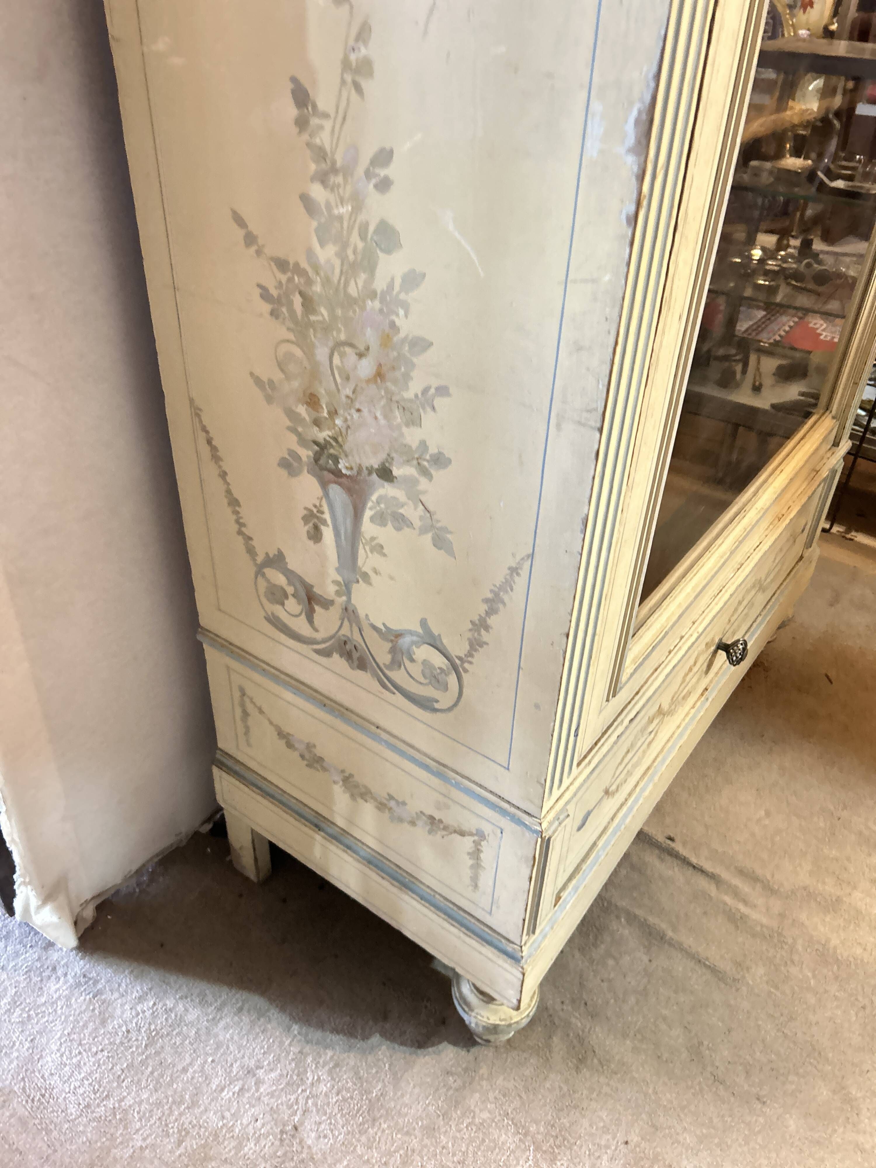Armoire peinte Style Louis XVI-Directoire , 1 porte vitrée