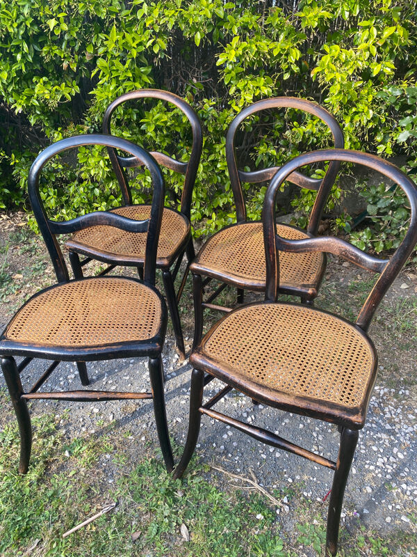 4 chaises bois noirci Napoléon III