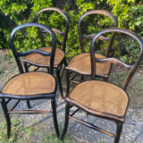 4 Napoleon III blackened wooden chairs