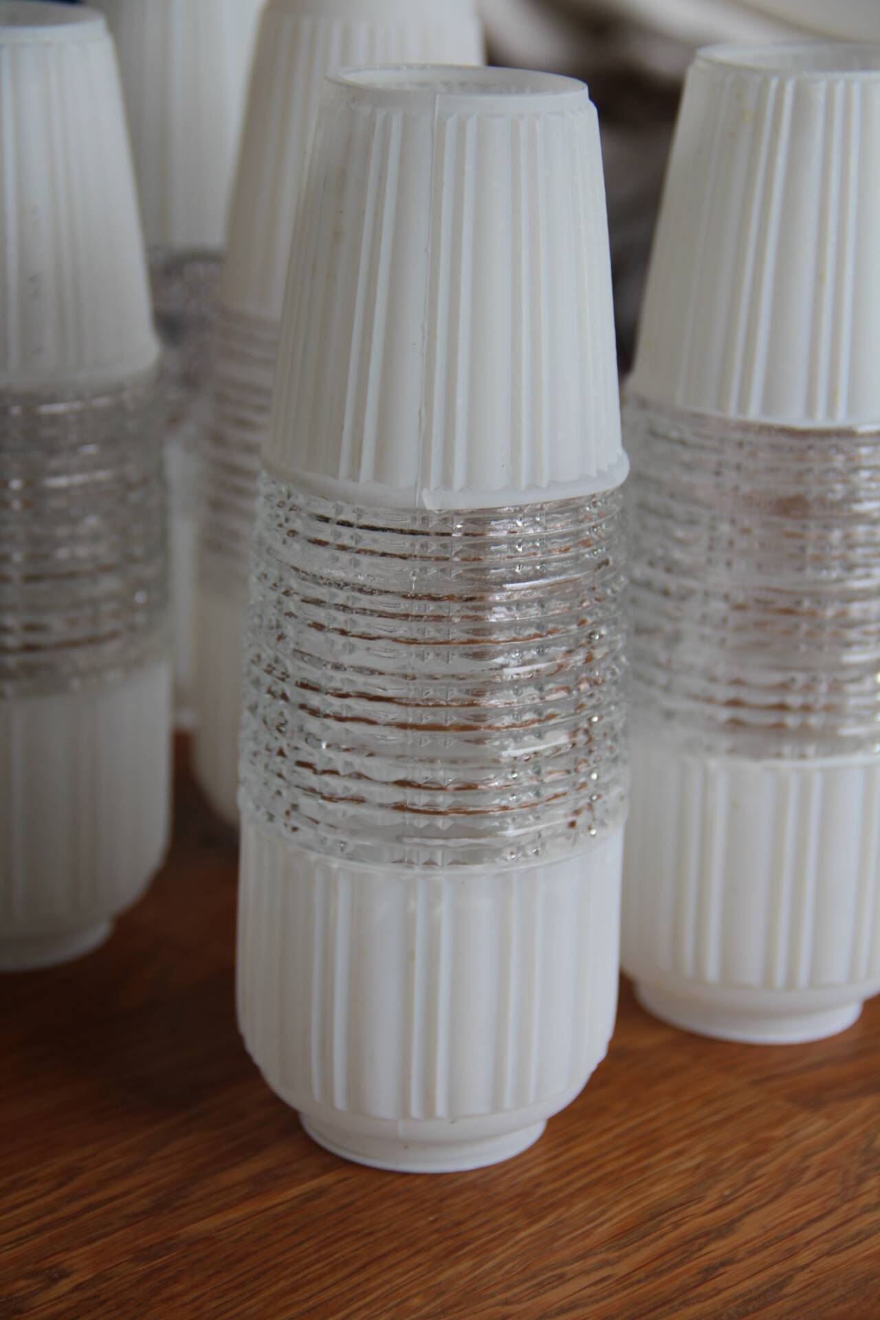 6 vintage tulips in cut glass and opaline glass