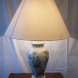 Painted porcelain lamp with flower decoration 67 cm