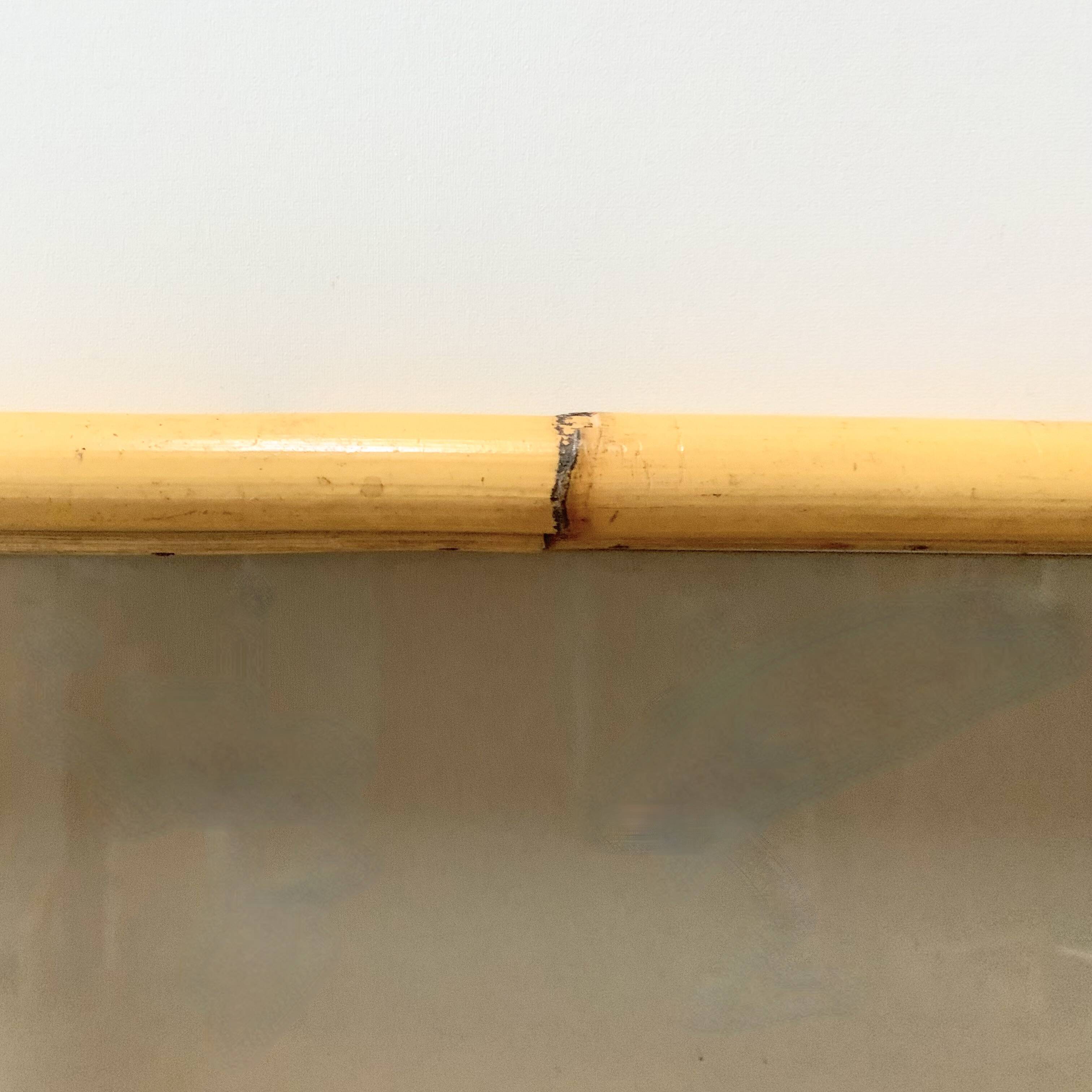 Large vintage tray in bamboo and smoked glass