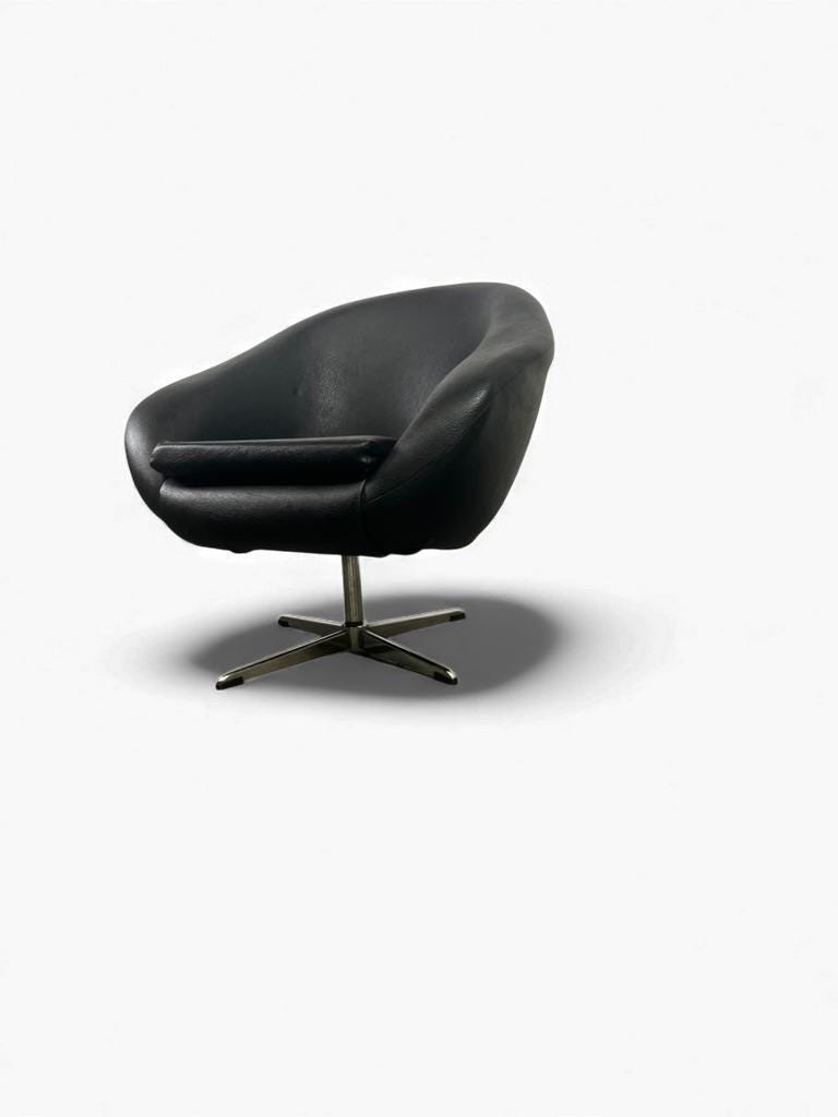 Vintage black armchair / lounge chair / 'Folke Jansson' armchair