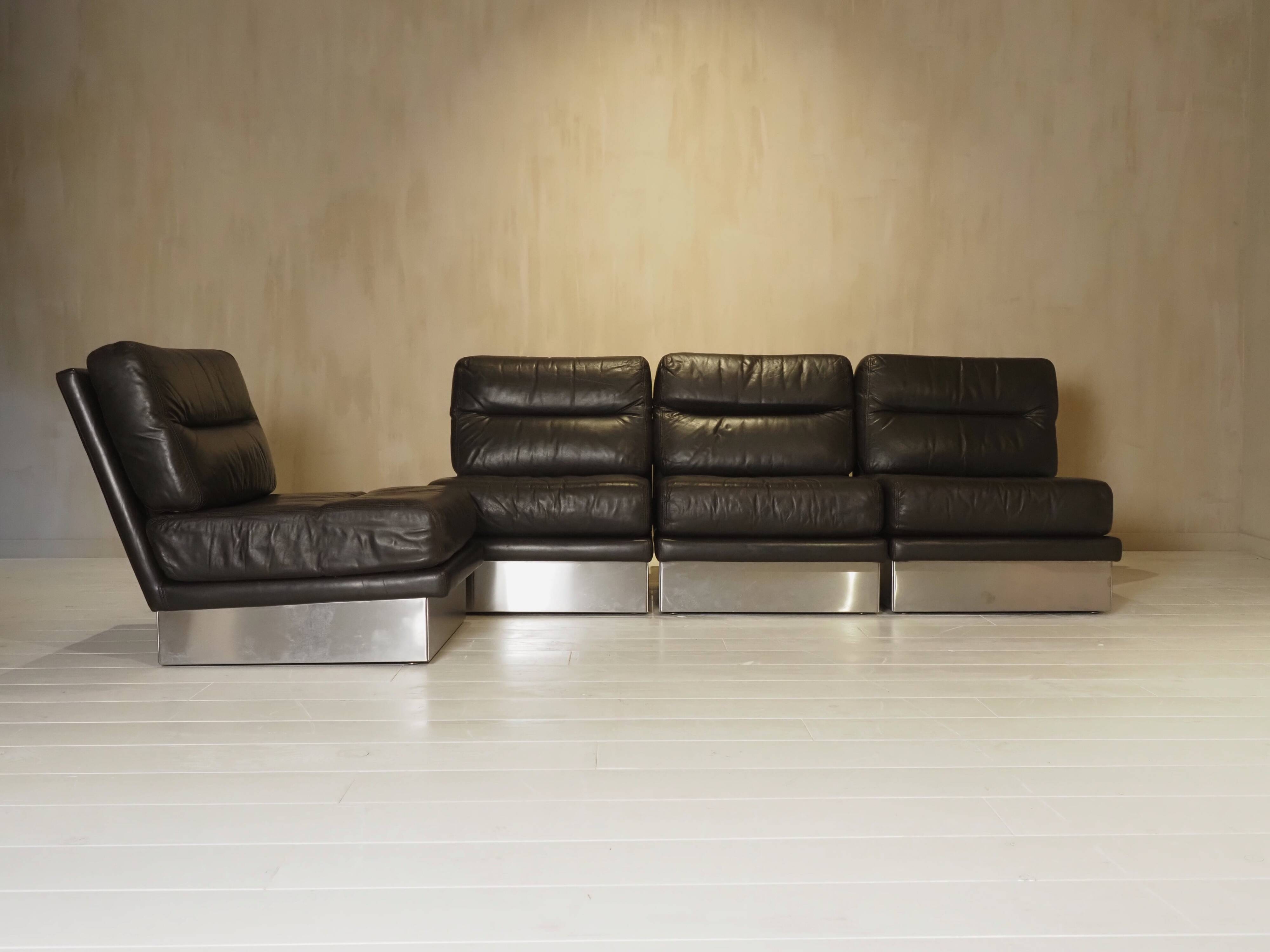 Roche Bobois French lounge chair set from the 1970s