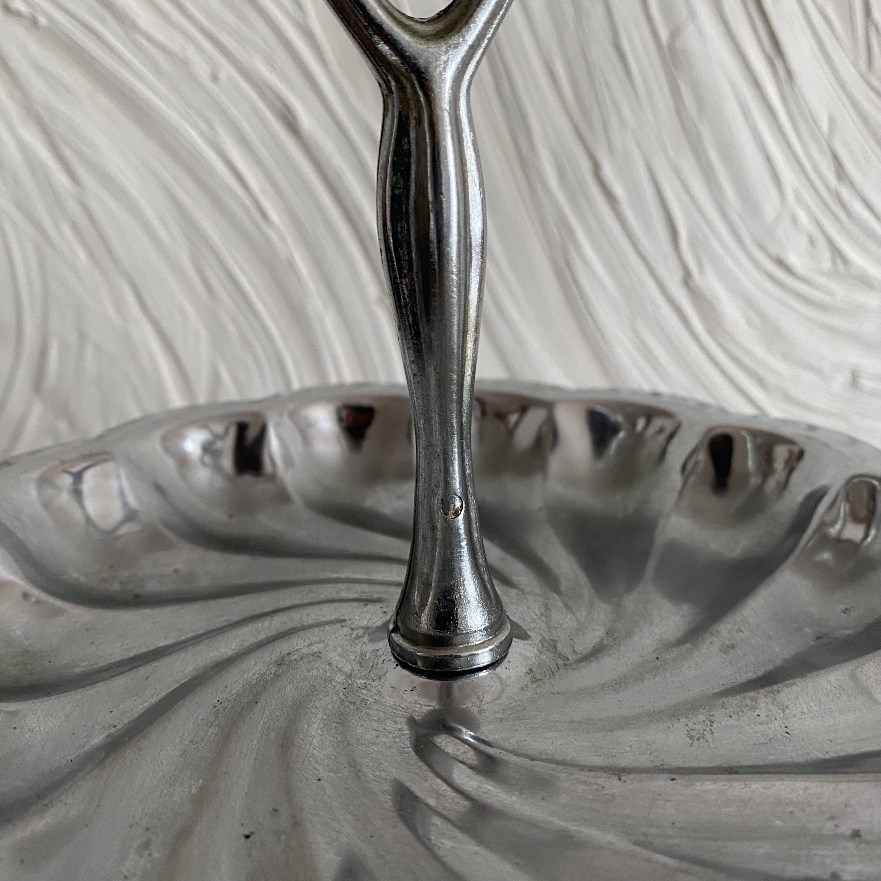 Tiered stainless steel serving platter