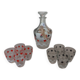 Liquor service 8 shot glasses "card game" vintage