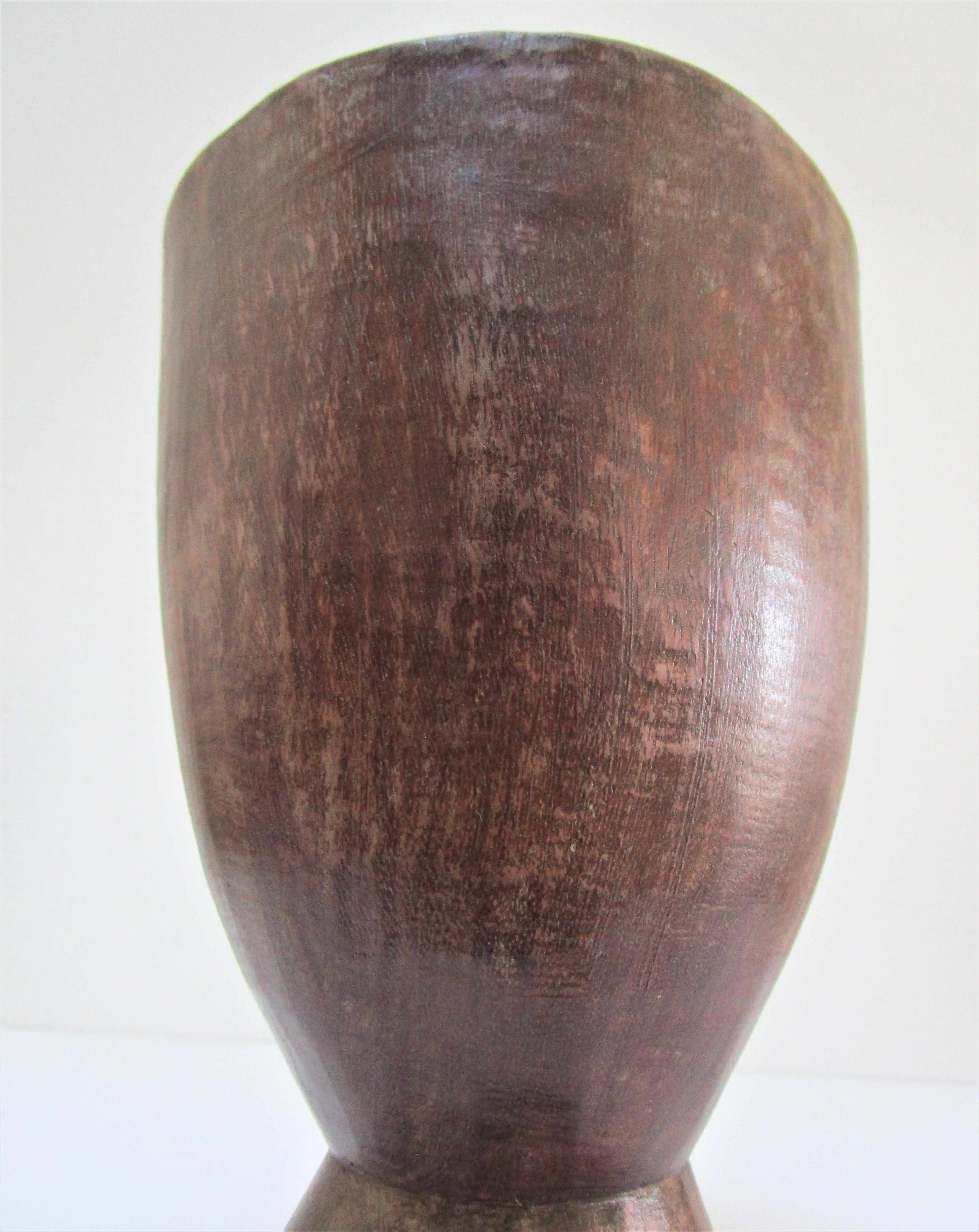 solid wood vase carved brutalist vintage