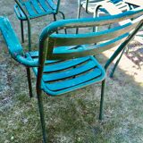 Green Tolix T2 garden chairs, set of 4, France 1950