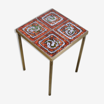 Brass and ceramic side table 1960