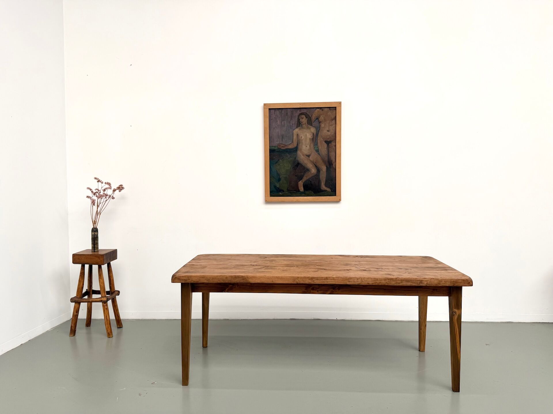 Table de ferme vintage en peuplier
