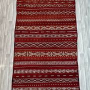 Old Zemmouri Kilim, Faltwoven Berber Rug, Handmade Moroccan Carper, Home Decor
